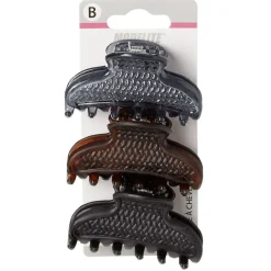 Pince crocodile motif relief uni L.6 cm x3