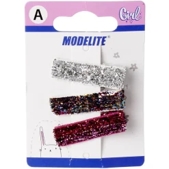 Pince crocodile pailleté x3