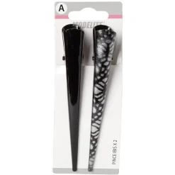 Pince Ibis métal uni et imprimé noir gris L13 cm x2