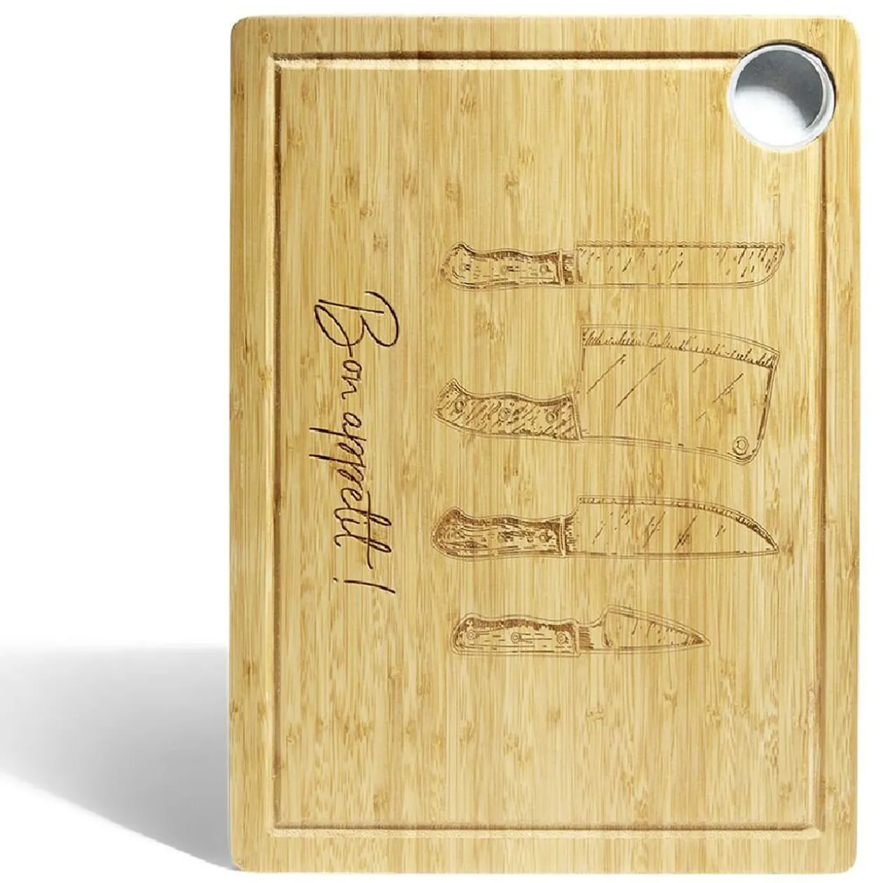 Planche à découper bambou avec rigole et récupérateur de jus 38x28x1,5cm