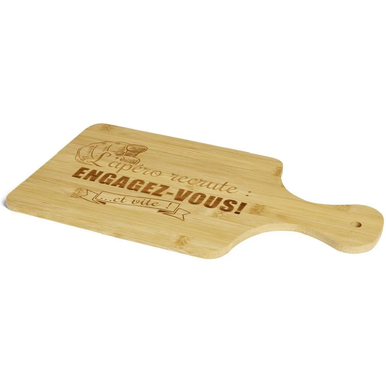 Planche à découper bambou Engagez-vous ! 33x18,5cm