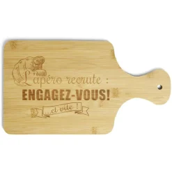 Planche à découper bambou Engagez-vous ! 33x18,5cm