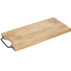 Planche à découper bois avec poignée métal