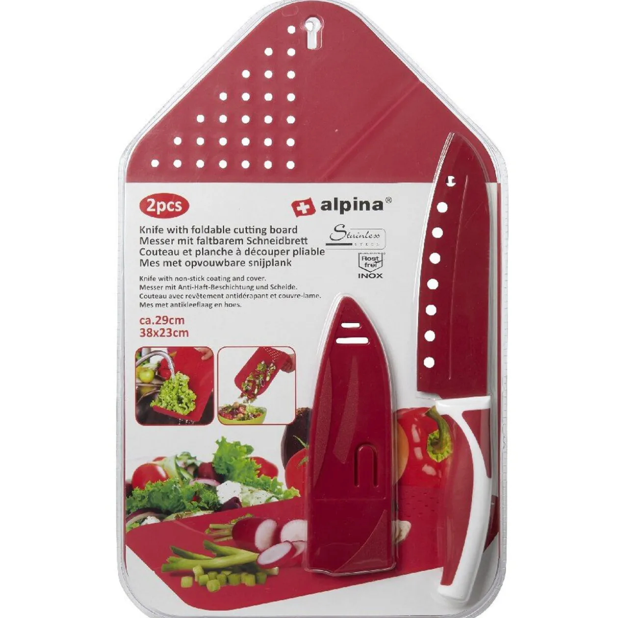 Planche à découper pliable 3 en 1 avec couteau inox