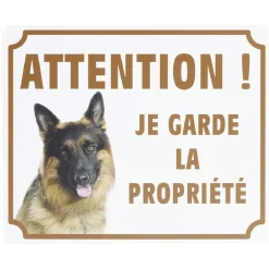 Plaque signalétique "Attention chien, je garde la propriété" - 24x20cm