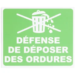 Plaque signalétique "Défense de déposer des ordures" - 24x20 cm