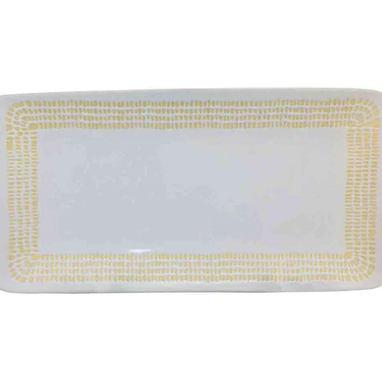 Plat à cake blanc contour grains de riz jaunes