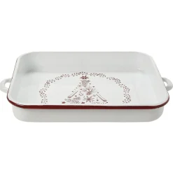 Plat à four émaillé Noël blanc et rouge
