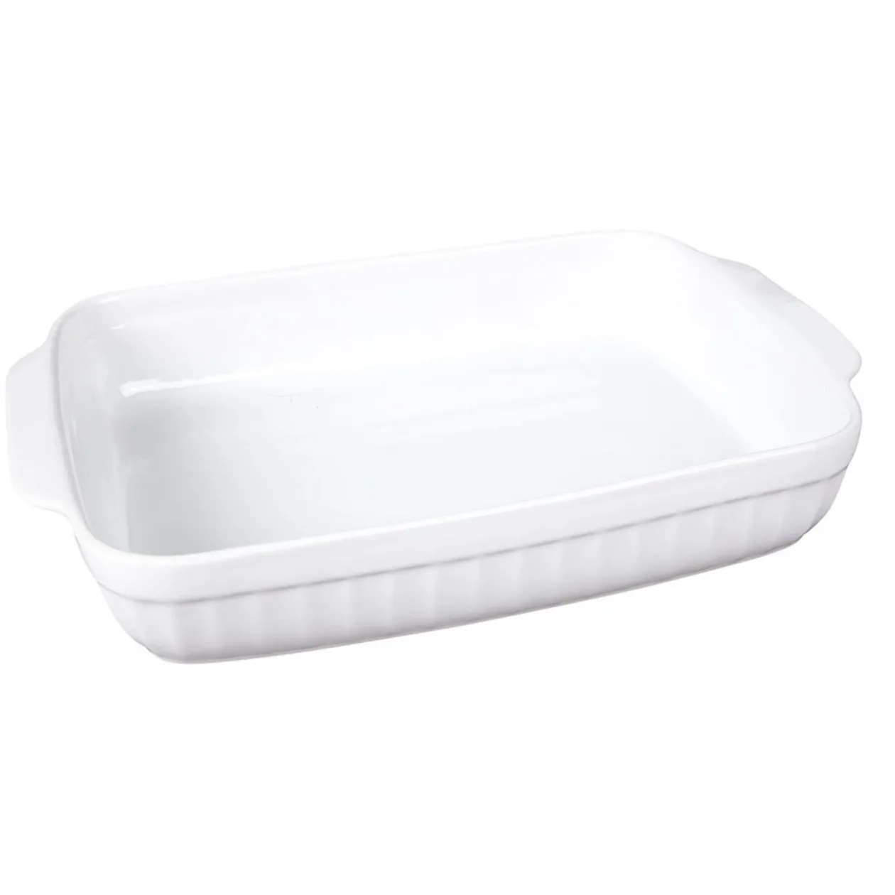 Plat à four rectangulaire en céramique blanc 36x24,2xH.6,2 cm