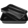 Plat à four rectangulaire noir x3