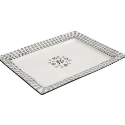 Plat à servir blanc et noir Jaya bohème