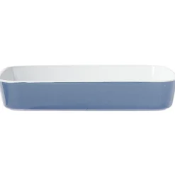 Plat cuisson rectangulaire exterieur bleu interieur blanc 1L 2L x2