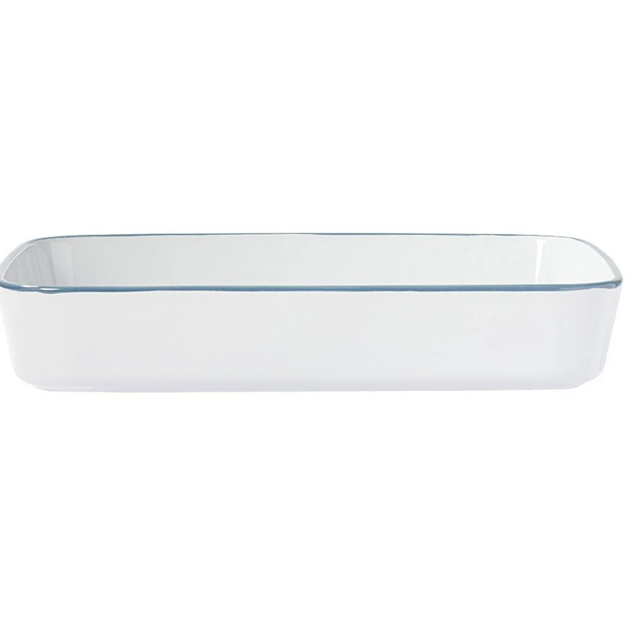 Plat cuisson rectangulaire blanc bordure bleue 1L et 2L x2