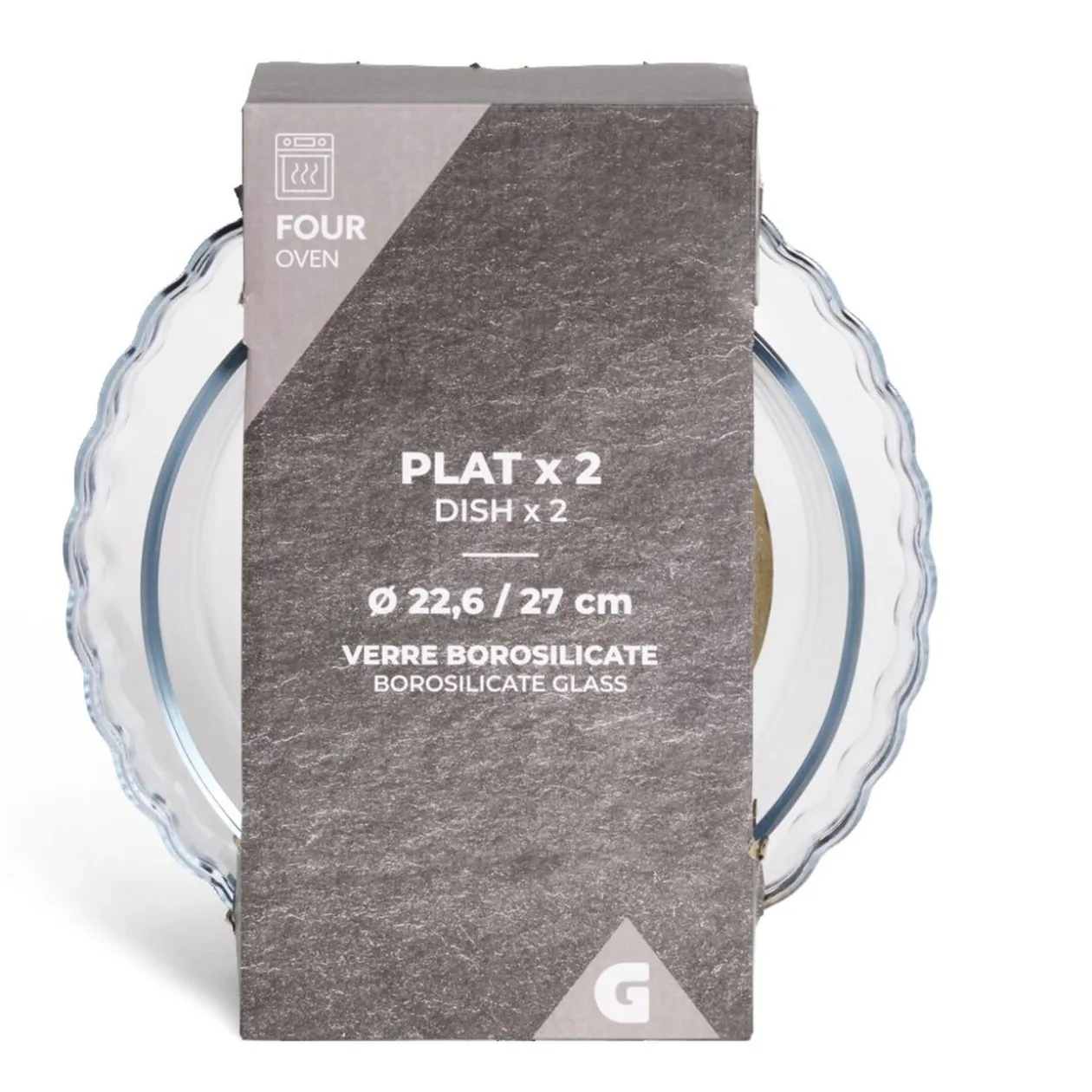 Plat en verre borosilicate x2 - Ø22,6cm et Ø27cm