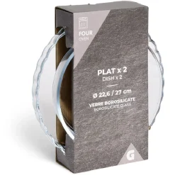 Plat en verre borosilicate x2 - Ø22,6cm et Ø27cm