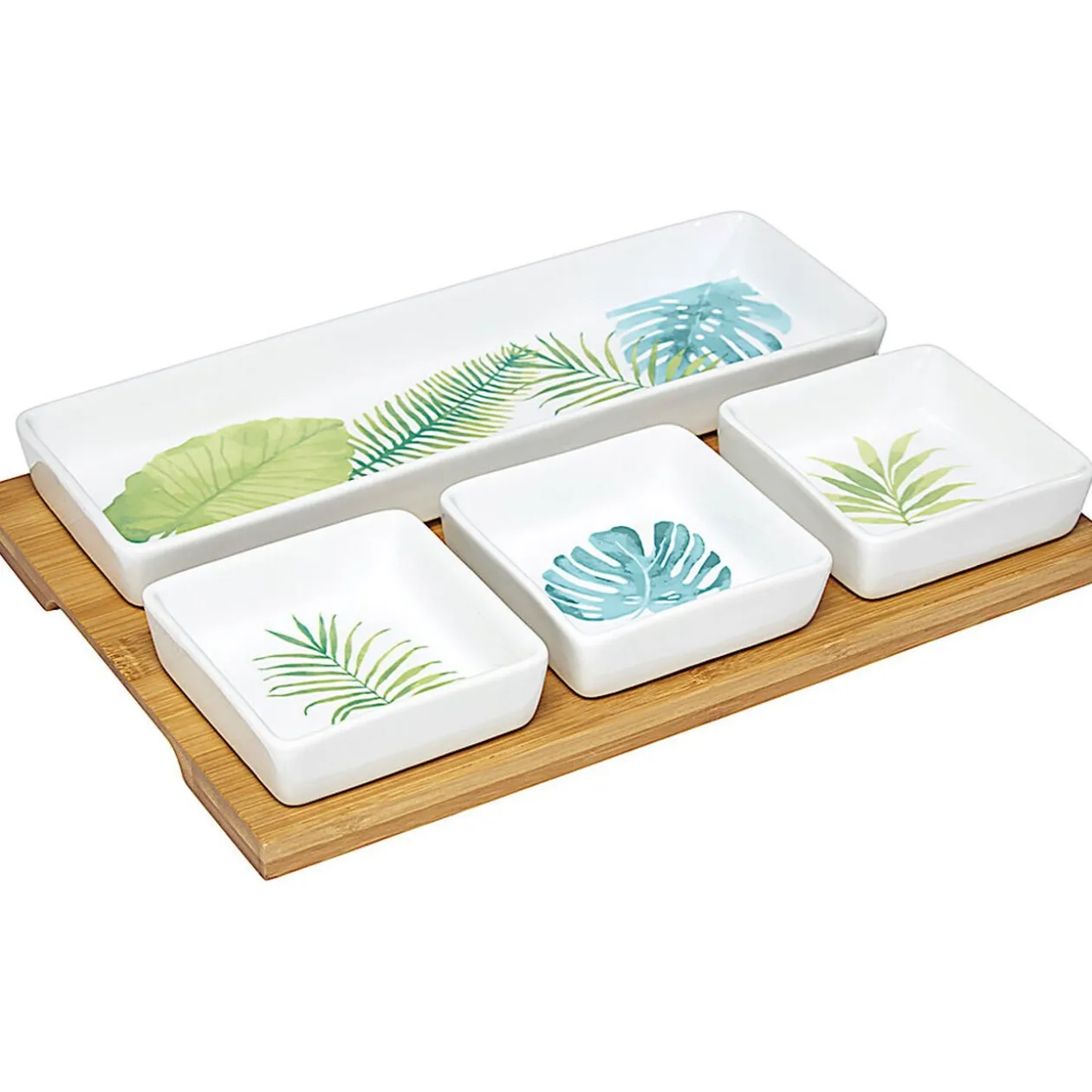 Plateau + 4 coupelles motif jungle