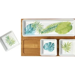 Plateau + 4 coupelles motif jungle