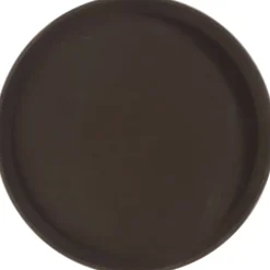 Plateau antidérapant rond marron