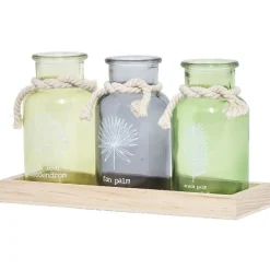 Plateau avec 3 photophores multicolores