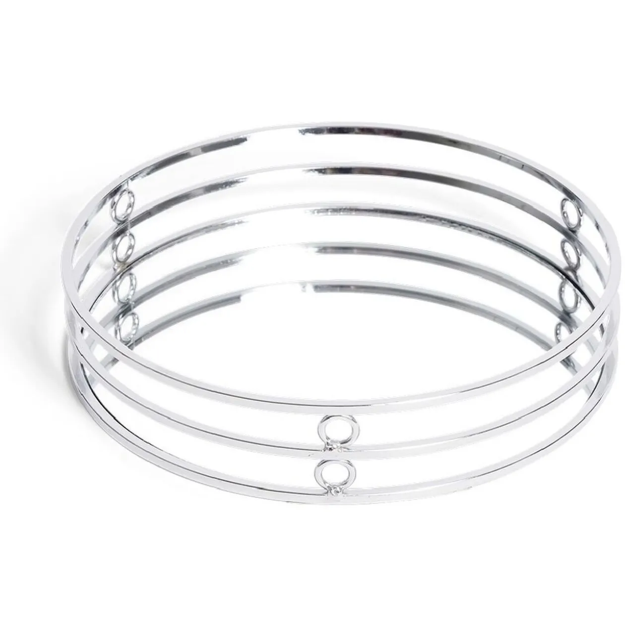 Plateau Ø19,5cm métal et verre doré