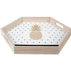 Plateau déco ananas or et pois noirs