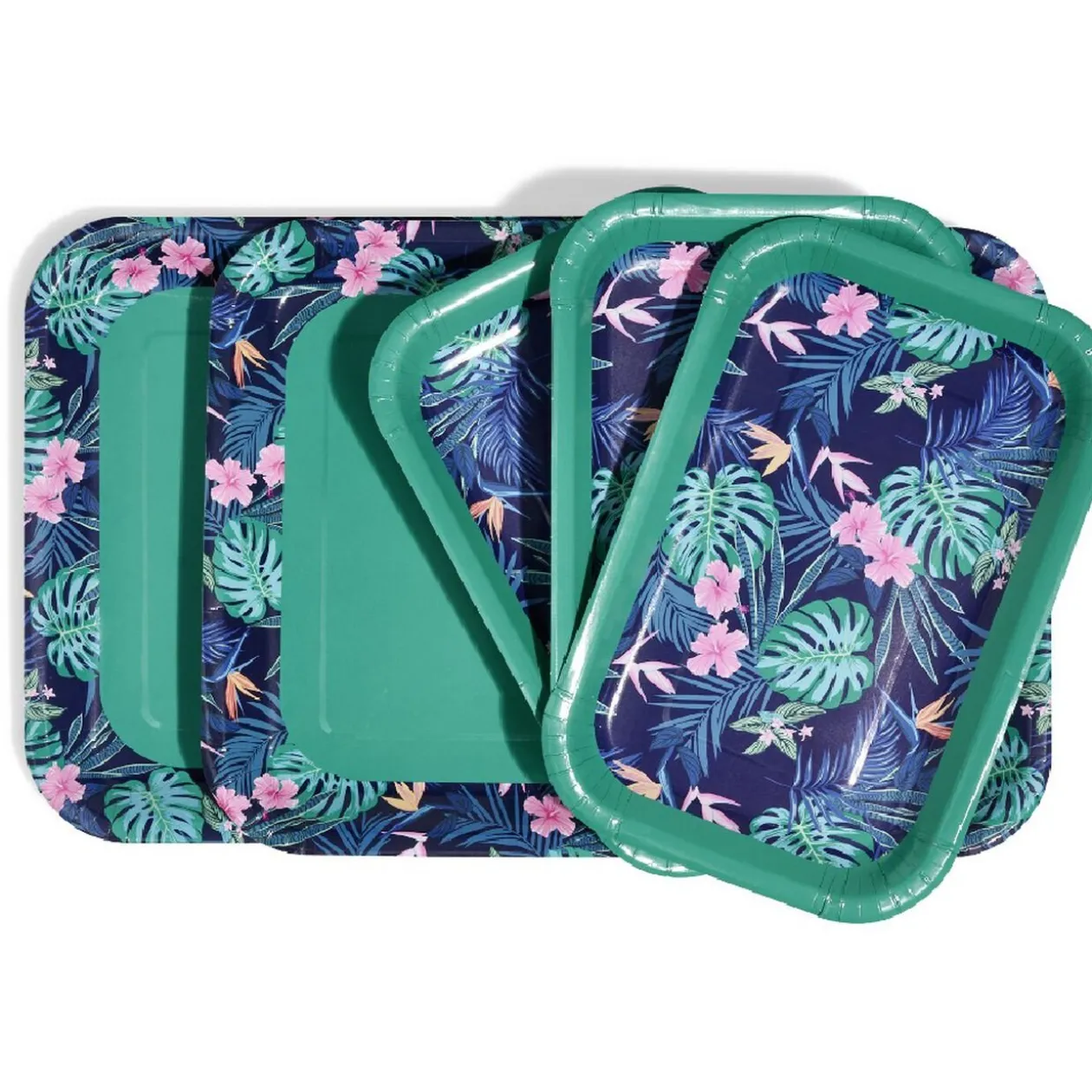 Plateau de service en carton motif tropical x 5