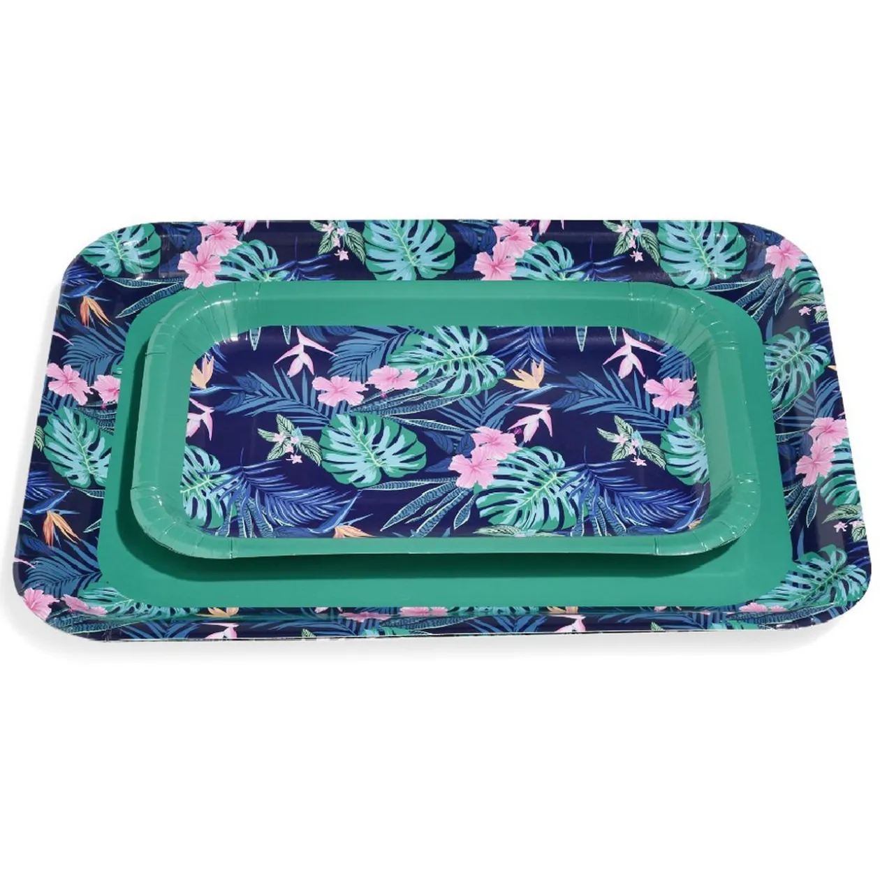 Plateau de service en carton motif tropical x 5