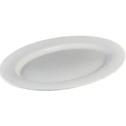 Plateau de service ovale martelé blanc