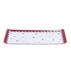 Plateau de service rectangulaire mélaminé Noël traditionnel 18,8x37,4cm