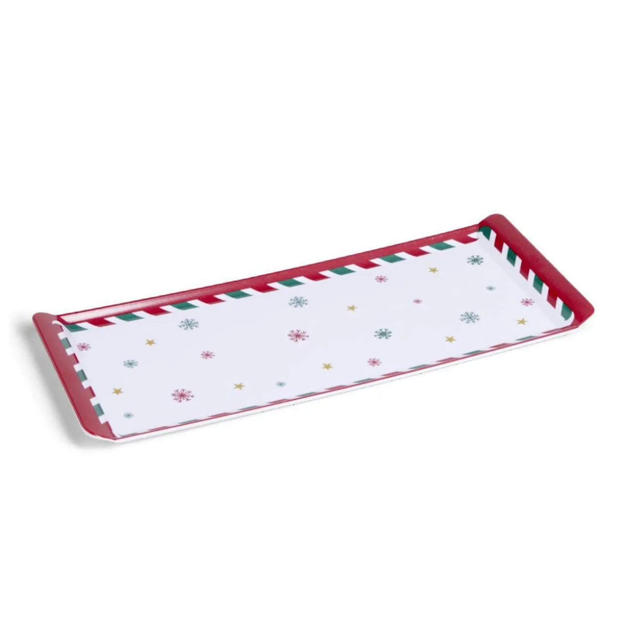 Plateau de service rectangulaire mélaminé Noël traditionnel 18,8x37,4cm