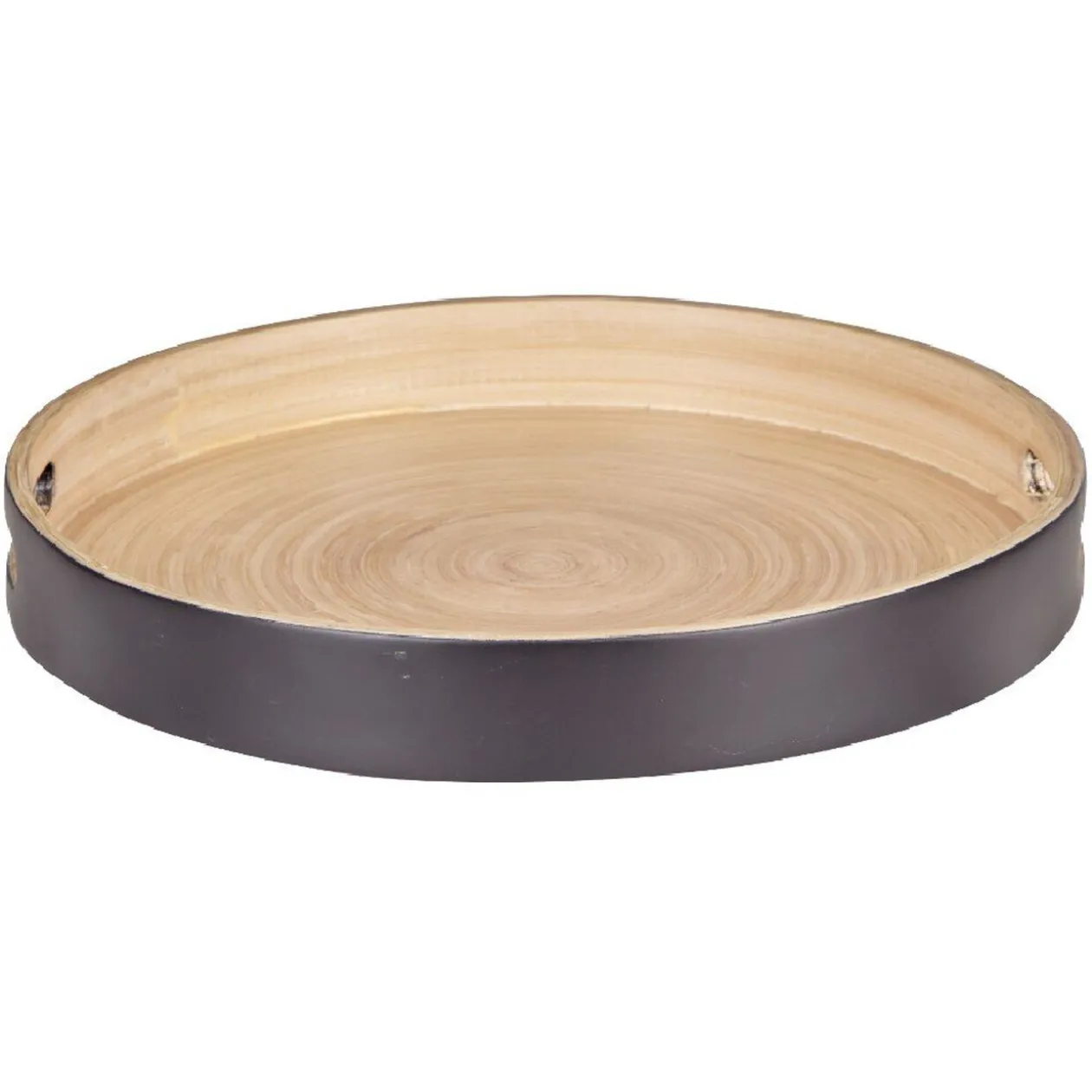 Plateau de service rond en bambou noir