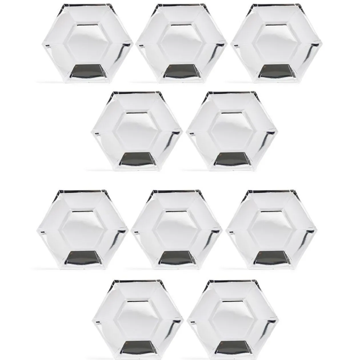 Plateau hexagonal carton argenté métallisé Ø26cm x10