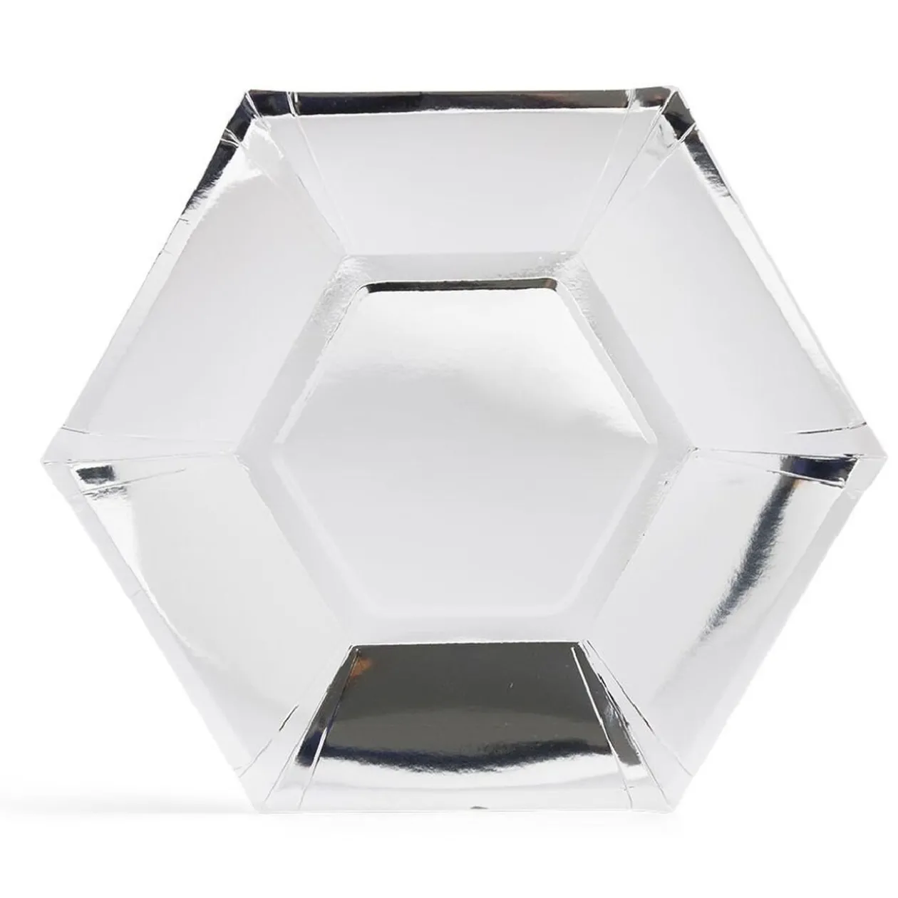 Plateau hexagonal carton argenté métallisé Ø26cm x10