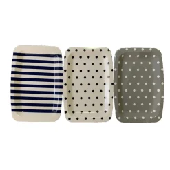Plateau plastique rayé ou à pois 33x22xH1,5cm