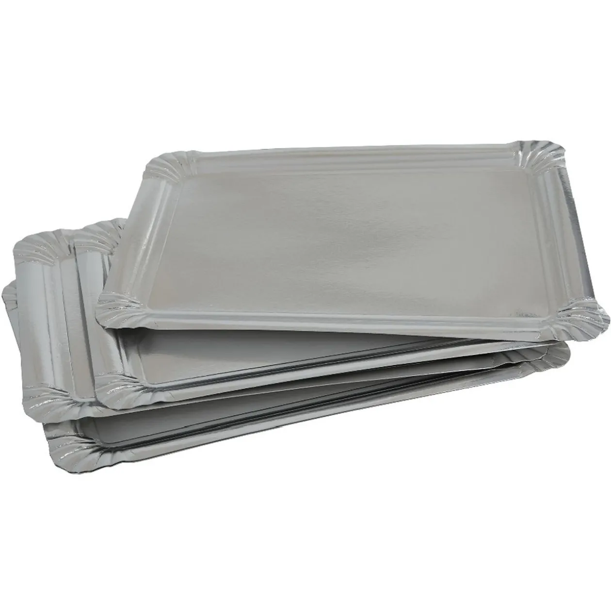 Plateau rectangulaire argenté en carton x5