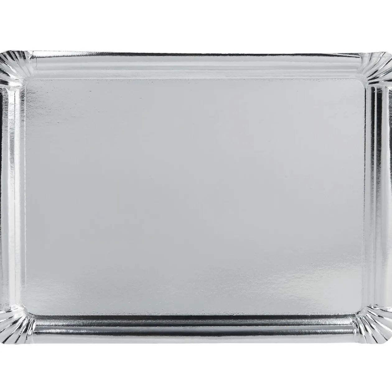 Plateau rectangulaire argenté en carton x3