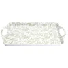 Plateau rectangulaire blanc motif feuillage vert sauge 34x50,5cm