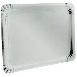 Plateau rectangulaire en carton argenté x 3