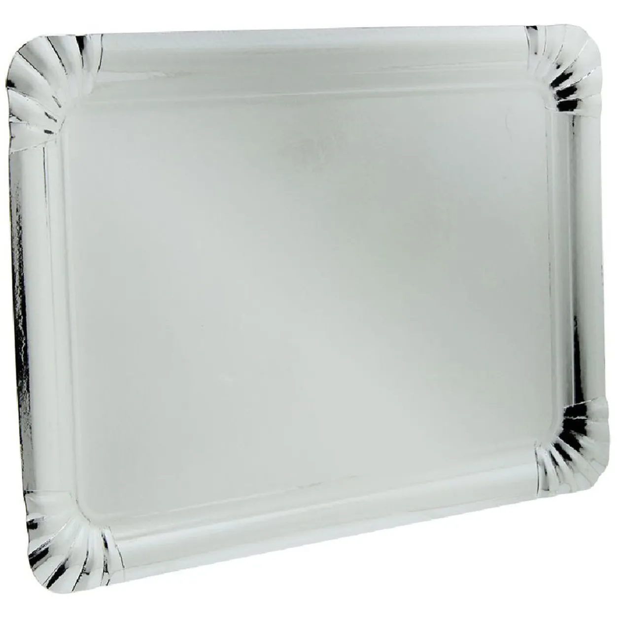 Plateau rectangulaire en carton argenté x 3