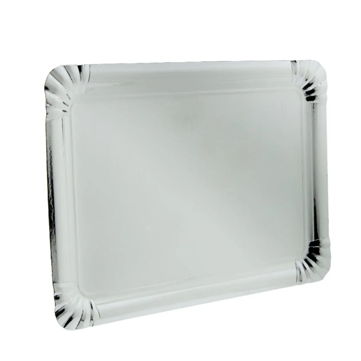 Plateau rectangulaire en carton argenté x 3