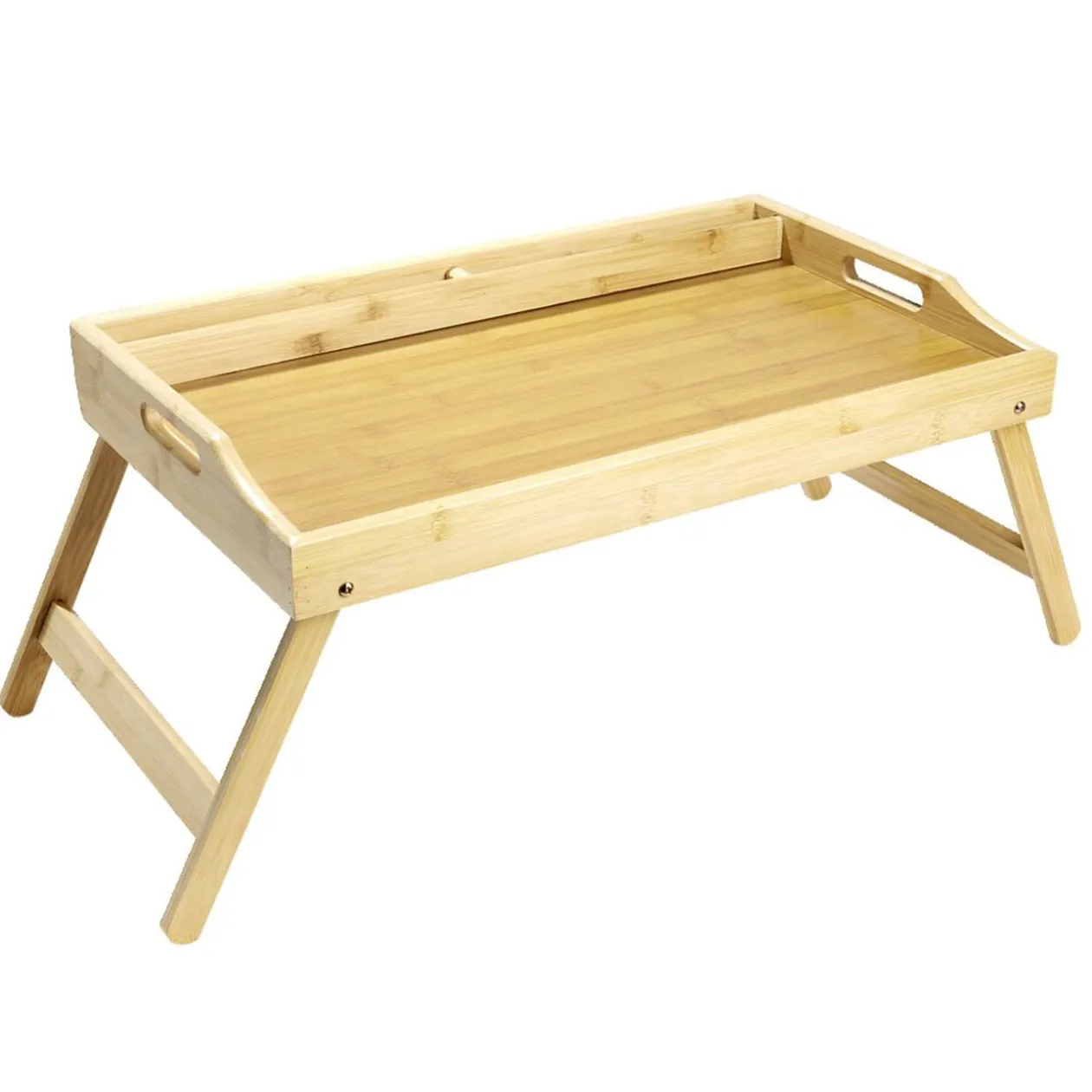 Plateau rectangulaire en bambou pieds rétractables 50x30xH24,5cm
