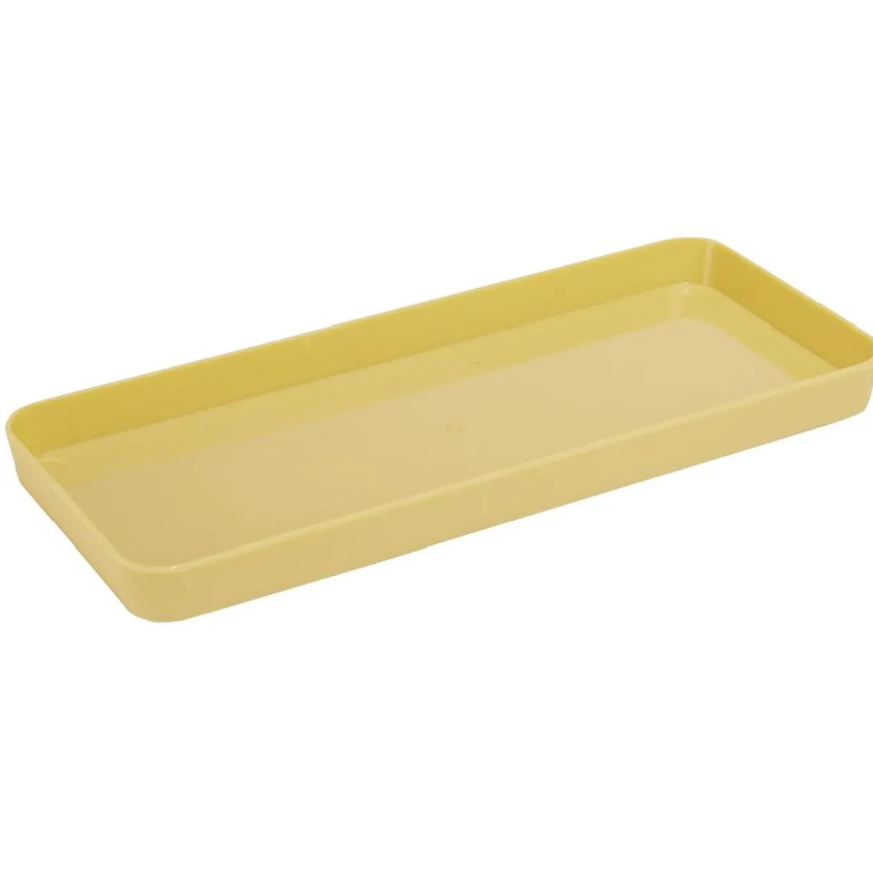 Plateau rectangulaire jaune plastique 26x11xH2cm