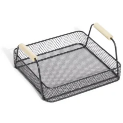 Plateau rectangulaire maille métal noir