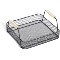 Plateau rectangulaire maille métal noir