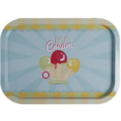 Plateau rectangulaire métal décor glace multicolore