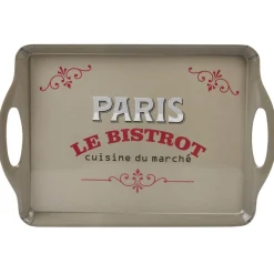 Plateau rectangulaire Paris le bistrot avec poignées