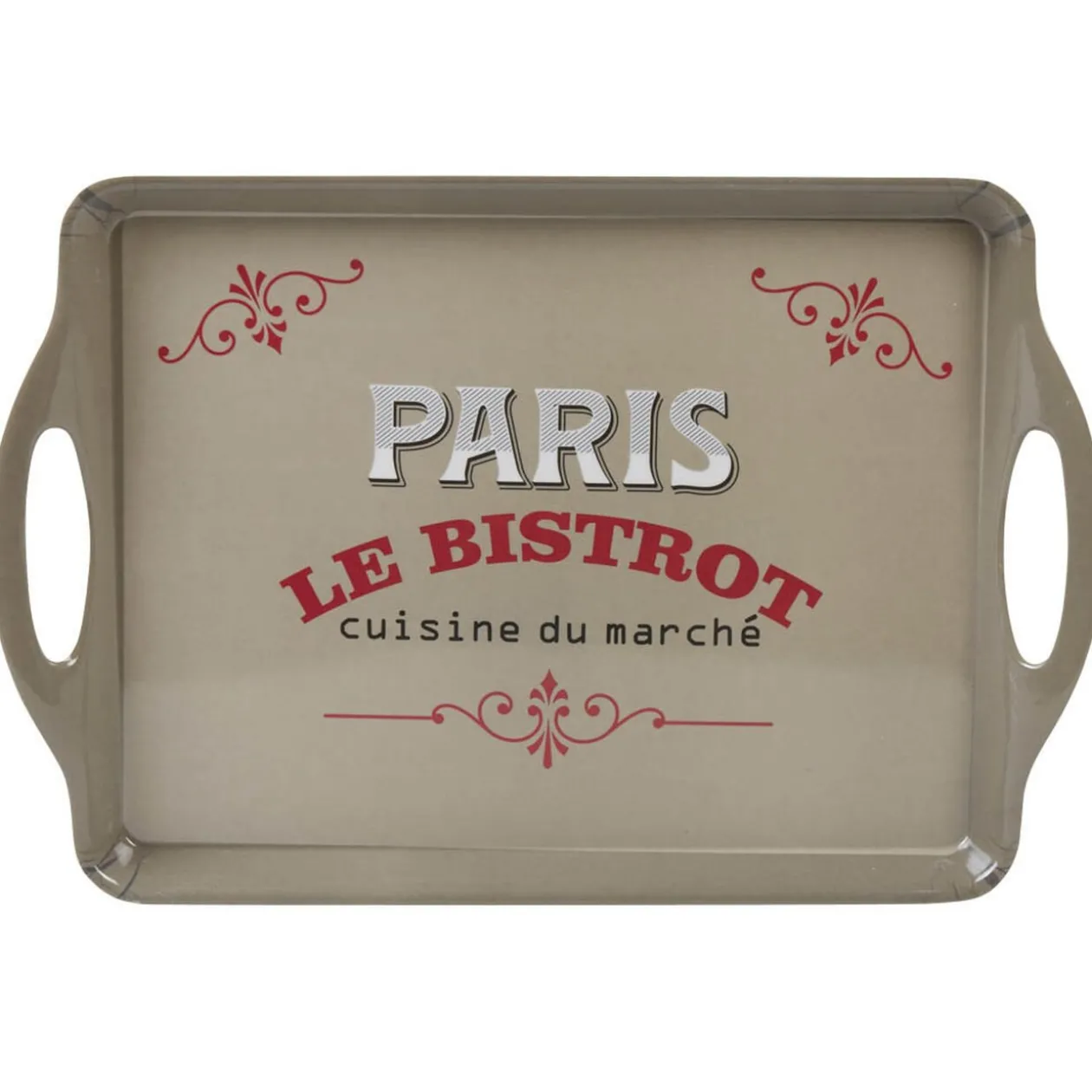 Plateau rectangulaire Paris le bistrot avec poignées