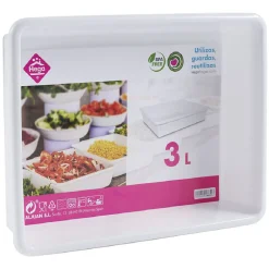 Plateau rectangulaire plastique blanc 3L