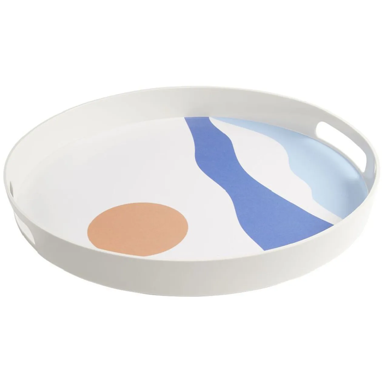 Plateau rond design abstrait vague et soleil - plastique Ø34,5xH4cm