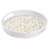 Plateau rond mélaminé motif matisse blanc et multicolore Ø34,5xH5cm